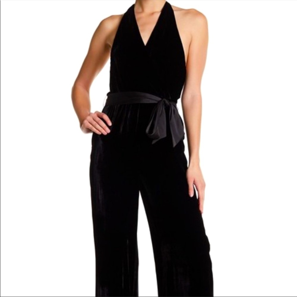 Alice + Olivia
Cyprus Halter-Neck Velvet Jumpsuit